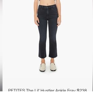 MOTHER Black Cropped Ankle Fray Jeans